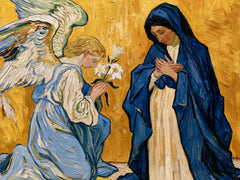 Annunciation before the Crimson Wall – Post-Impressionist Art · Landscape