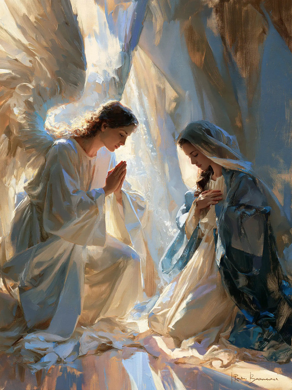 the Annunciation in an impressionist atmosphere in Impressionist style, portrait Christian artwork no. 19