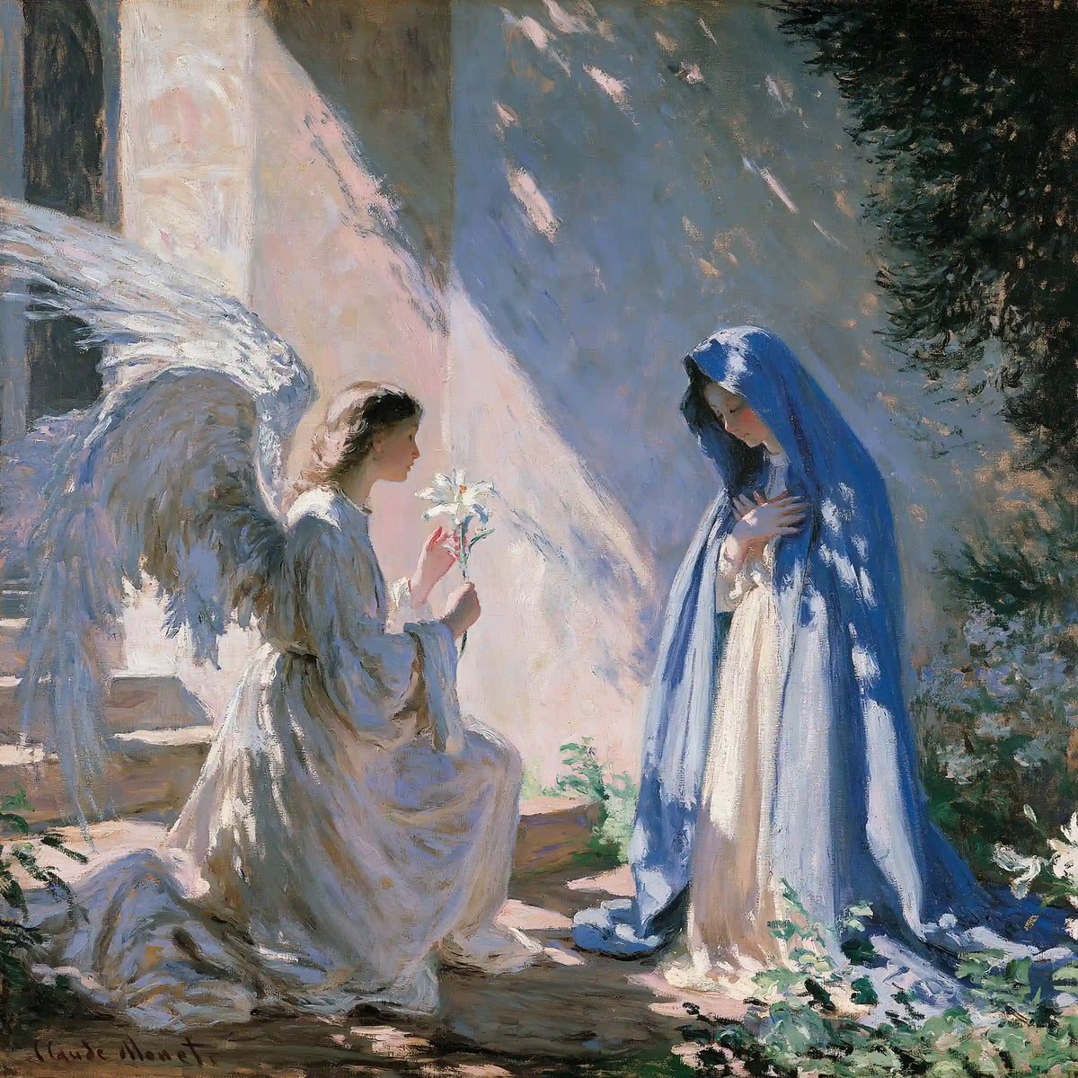 Annunciation in Soft Woodland Light – Impressionist Art · Square