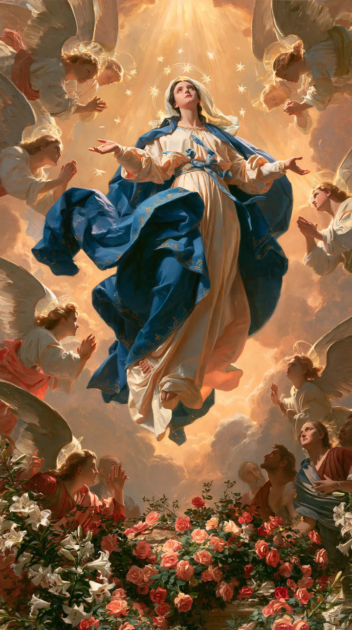 The Assumption of Mary — Red Roses Beneath Ecstasy