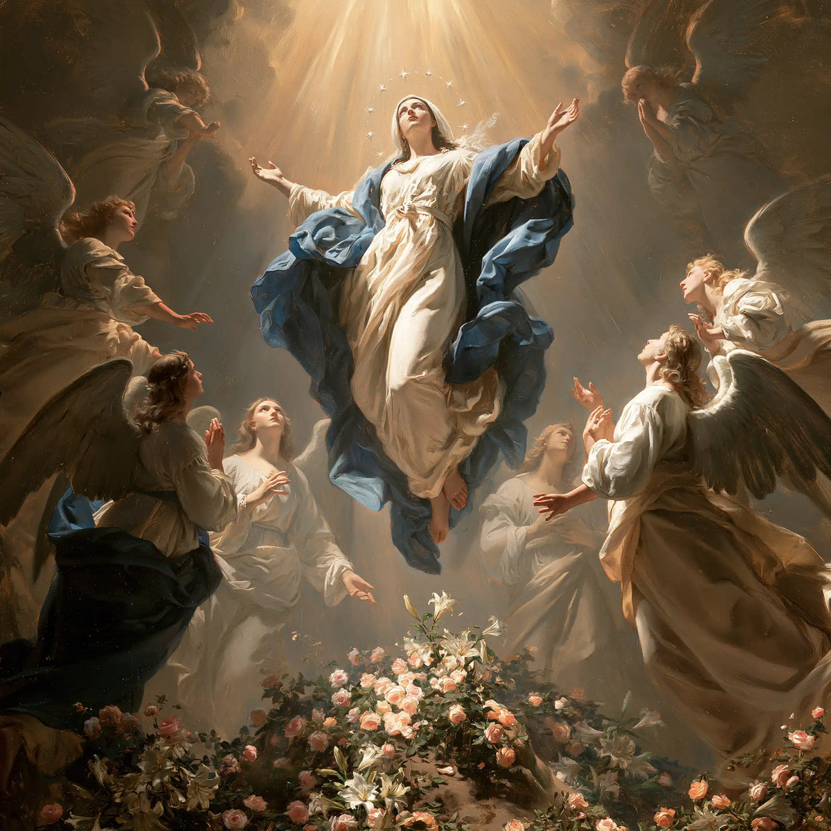 The Assumption of Mary — Wings Bent Over the Roses