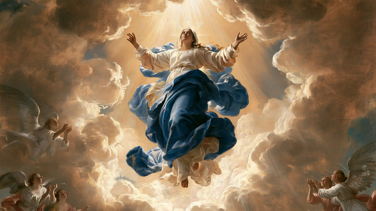 The Assumption of Mary — Hands Raised in the White Opening