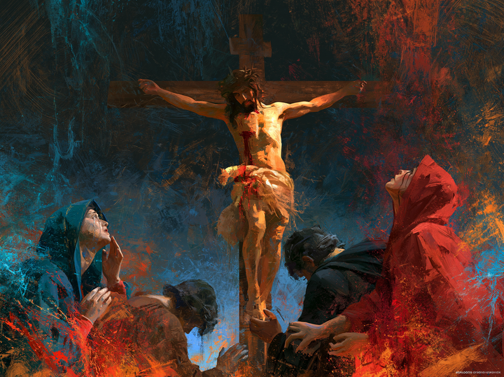 The Crucifixion — The Red Cloak Turned toward Azure