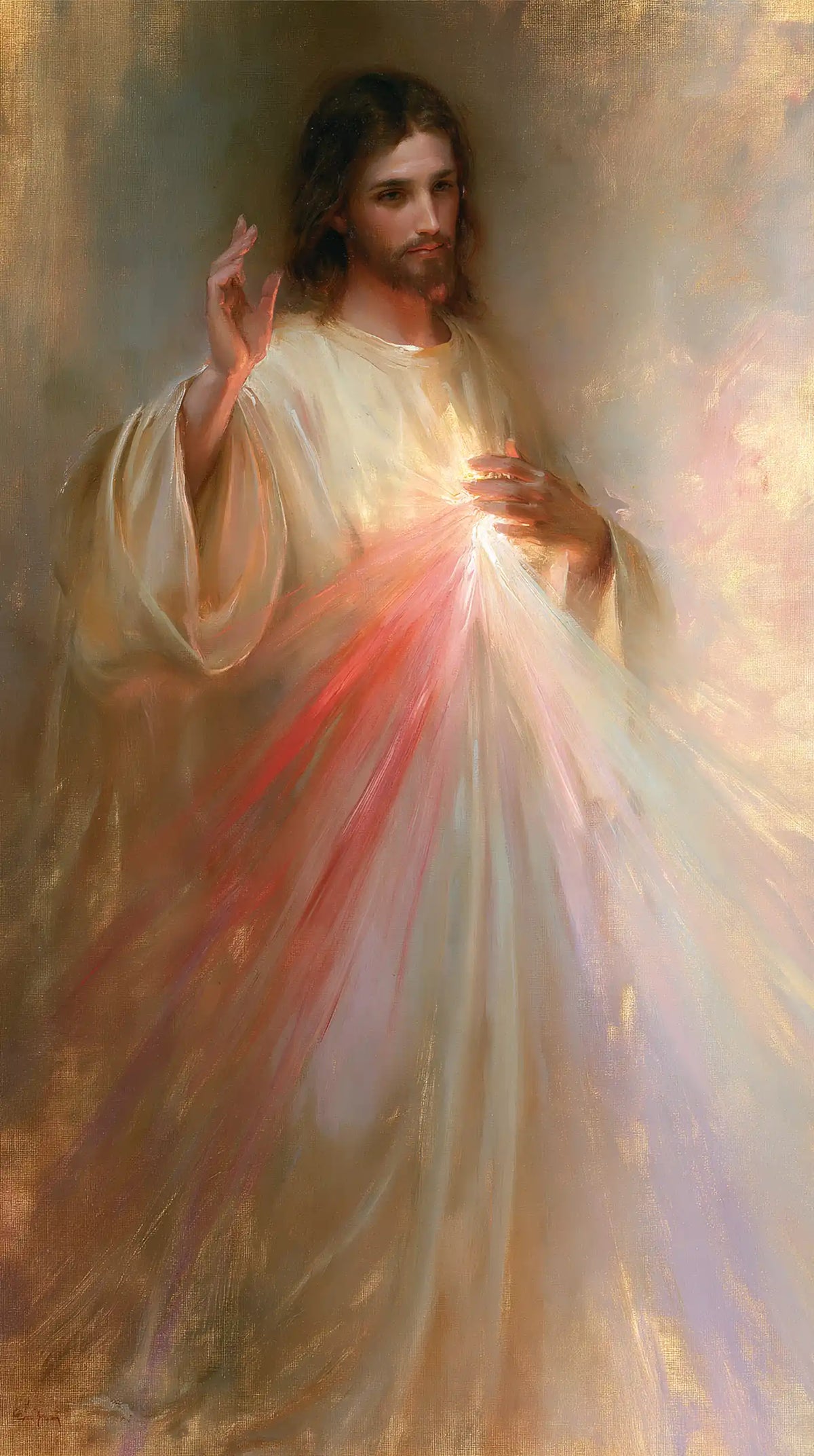 Divine Mercy Jesus — Radiance in the Rose Mist