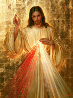 Divine Mercy Jesus — The Heart Upon the Golden Mosaic