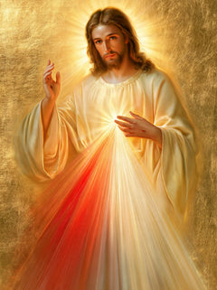 Divine Mercy Jesus — The Gaze Beneath Golden Needles
