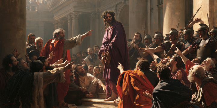 Ecce Homo — The Turning Face Beneath Pale Porticoes