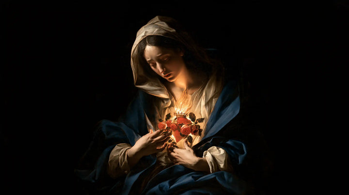 The Immaculate Heart of Mary — The Flowered Heart Beside the White Sleeve