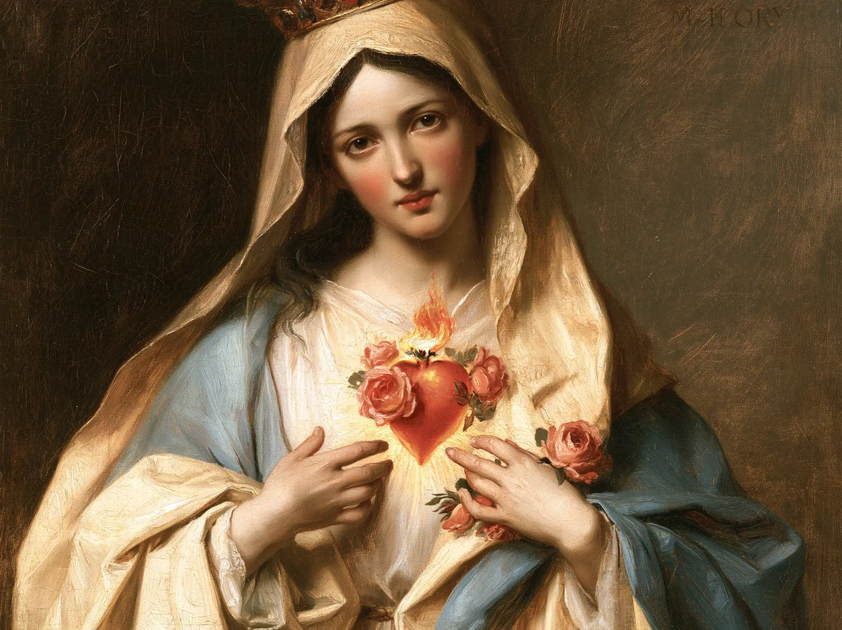 The Immaculate Heart of Mary — Roses Reaching Down to the Hand