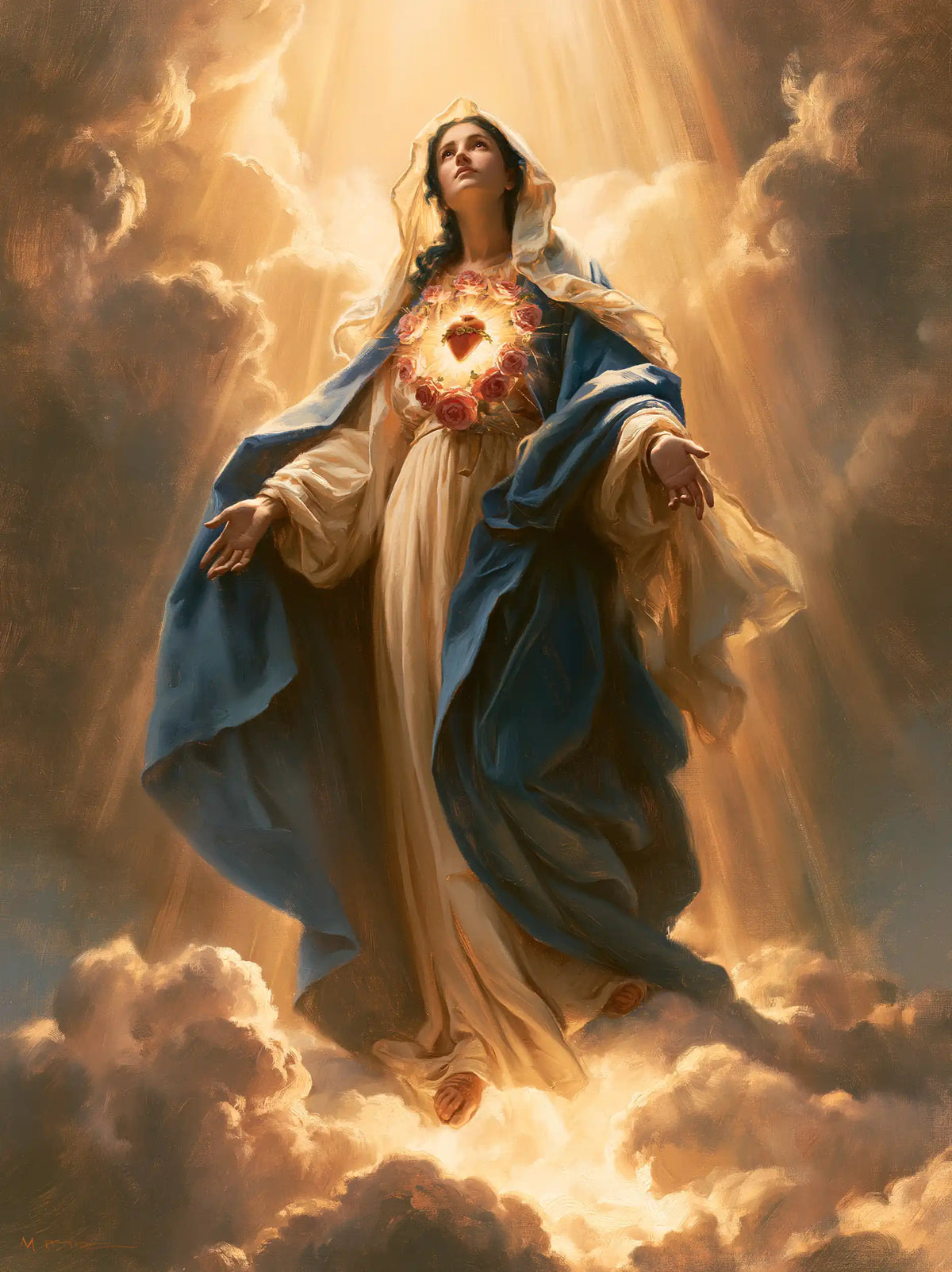 The Immaculate Heart of Mary — The Upturned Gaze in the Lifted Mantle