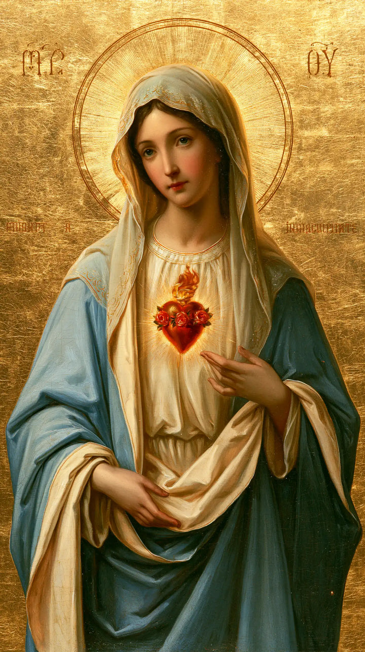 The Immaculate Heart of Mary — The Heart and the Gathered Fold Beneath the Halo