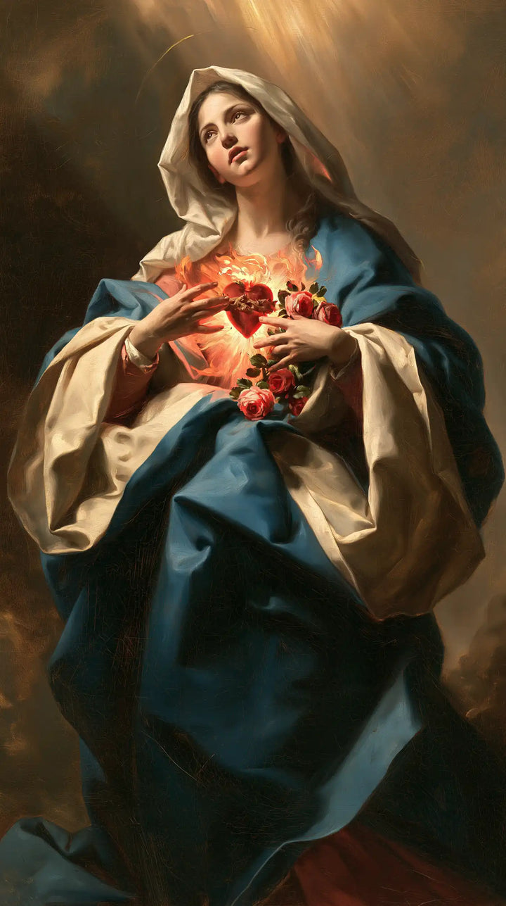 The Immaculate Heart of Mary — The Rose Wreath Between Raised Hands