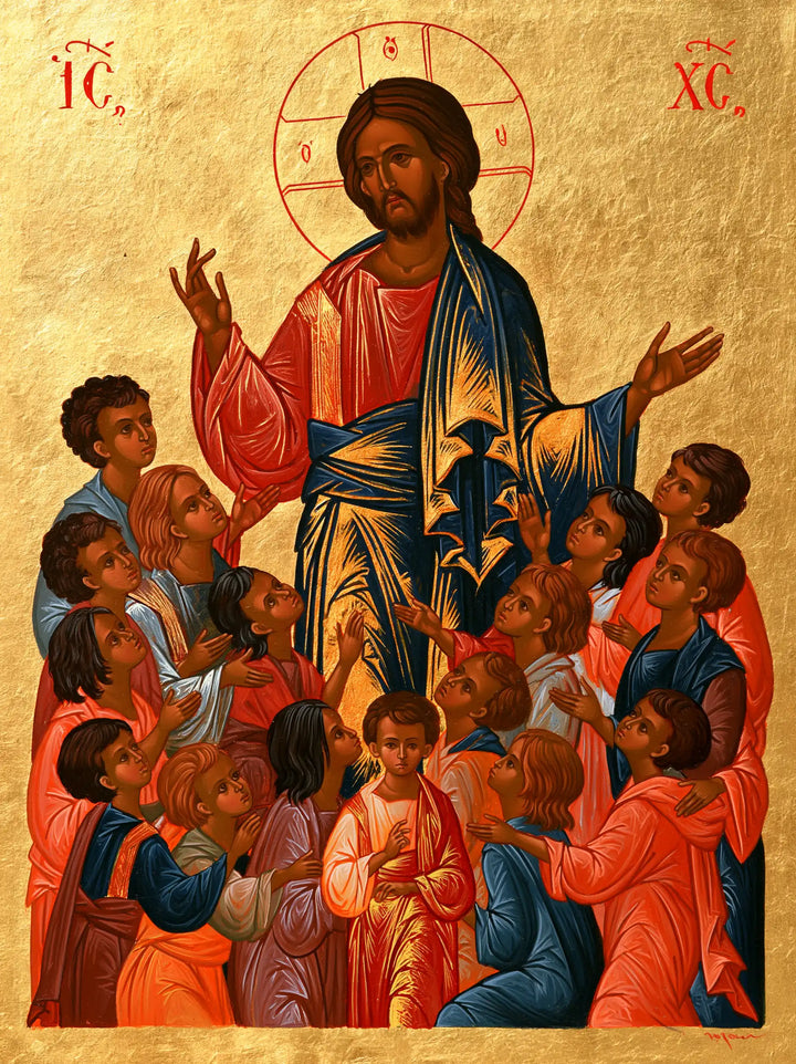 Jesus and the Children — The Child in Red beneath the Open Palms