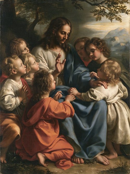 Jesus with children in Florentine Renaissance style in Florentine Renaissance style, portrait Christian artwork no. 13