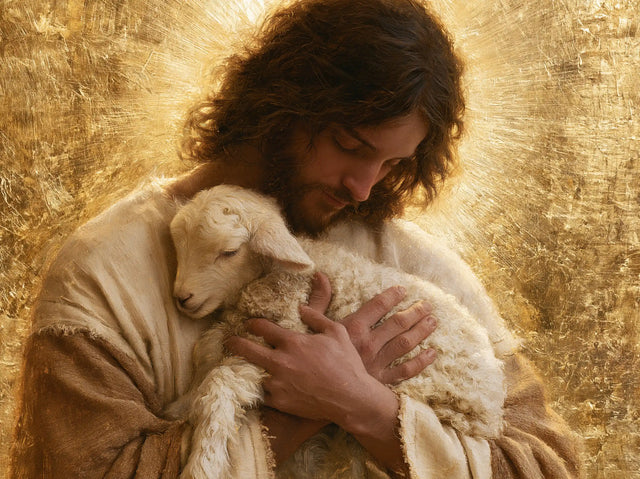 Jesus and the Lamb — The Crossed Heart in Golden Light