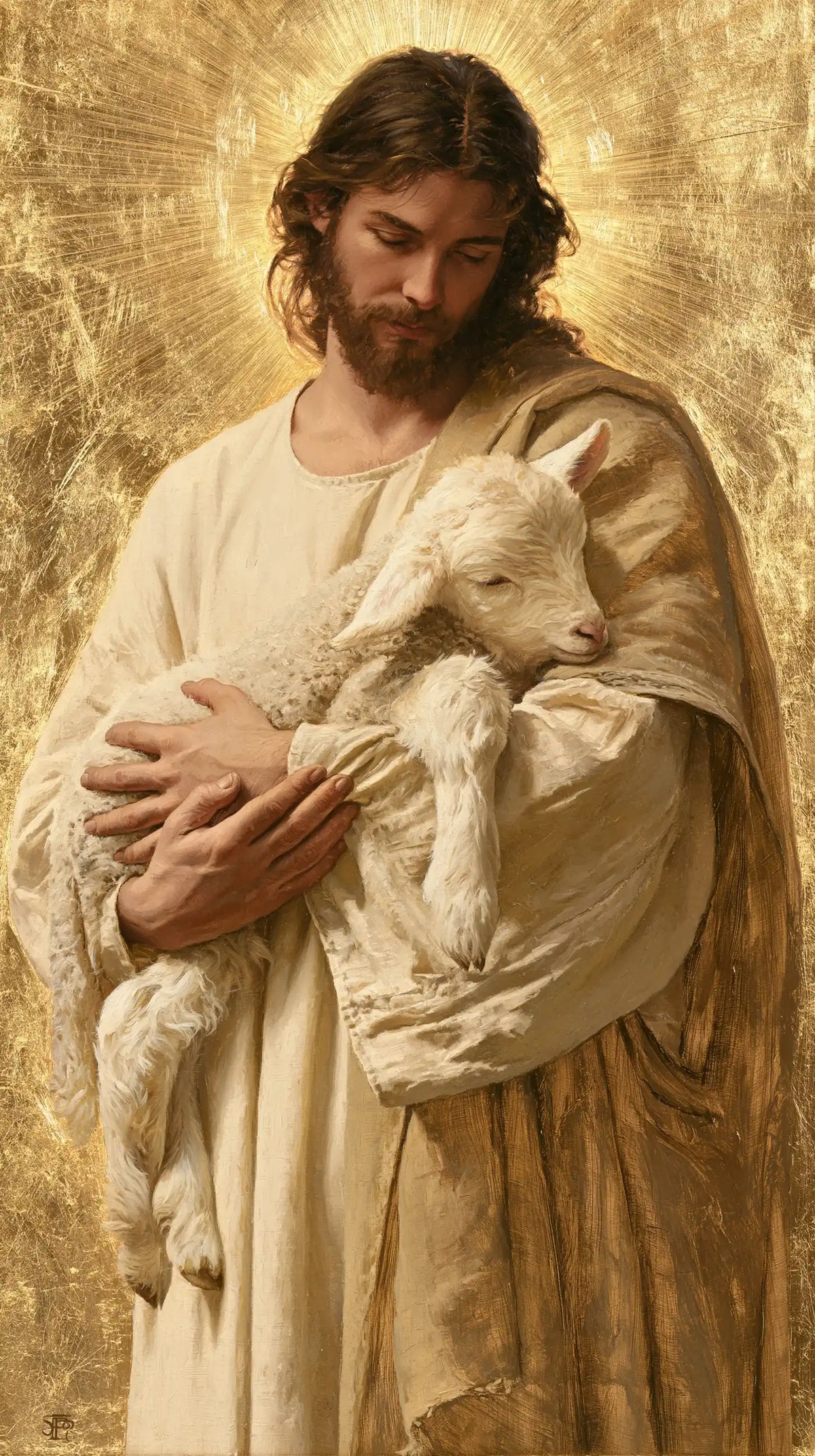 Jesus and the Lamb — The Gentle Inclination in Gold