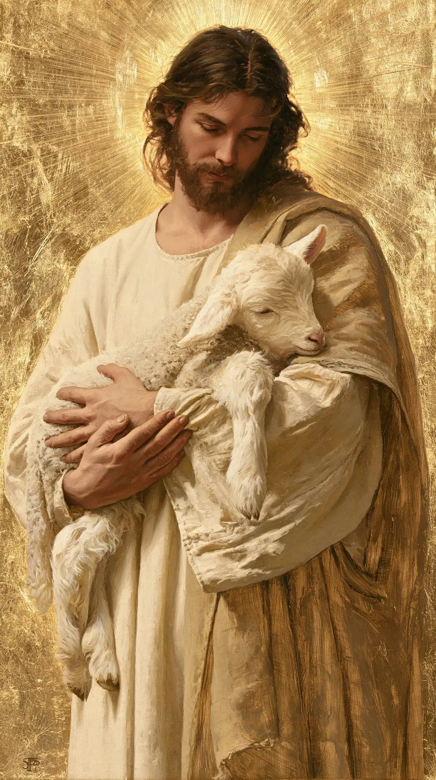 Jesus and the Lamb - Sacred Gold · Portrait n° 1