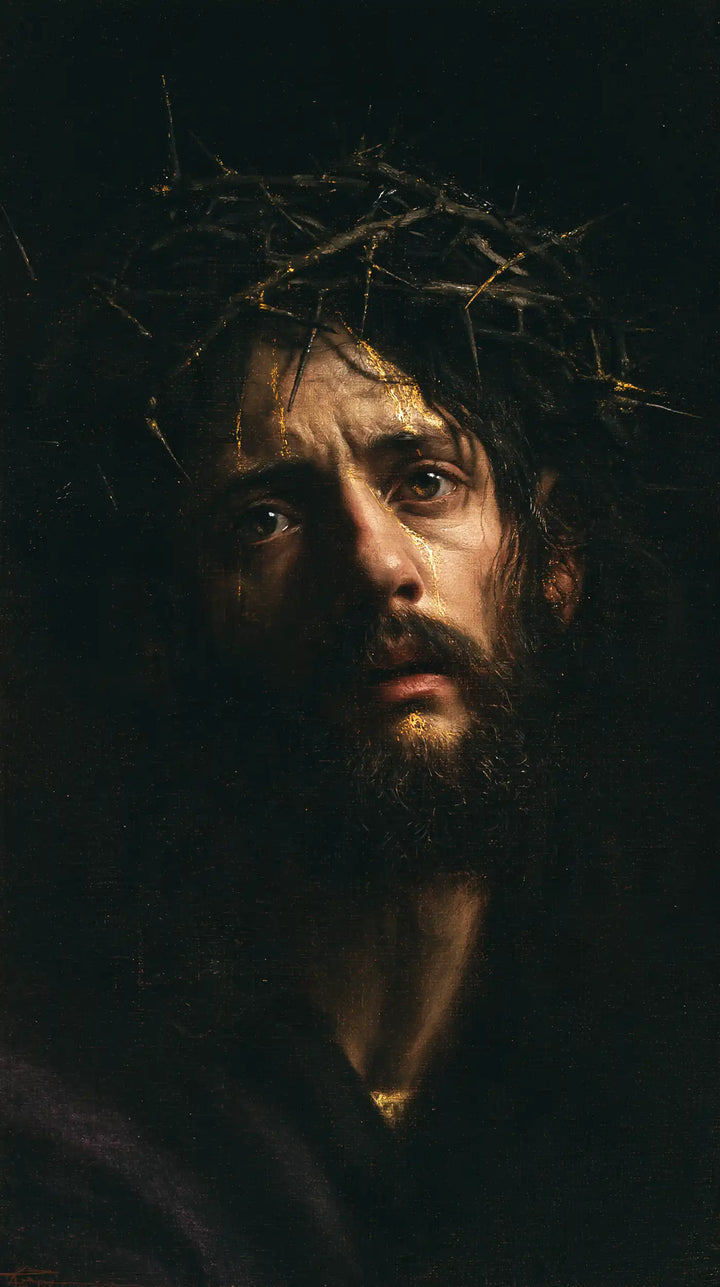 Jesus Crowned with Thorns — The Presence in Blue-Black Depth