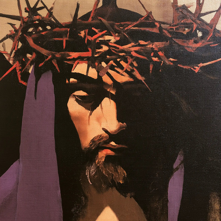 Jesus Crowned with Thorns — Planes of Shadow beneath Red Brambles