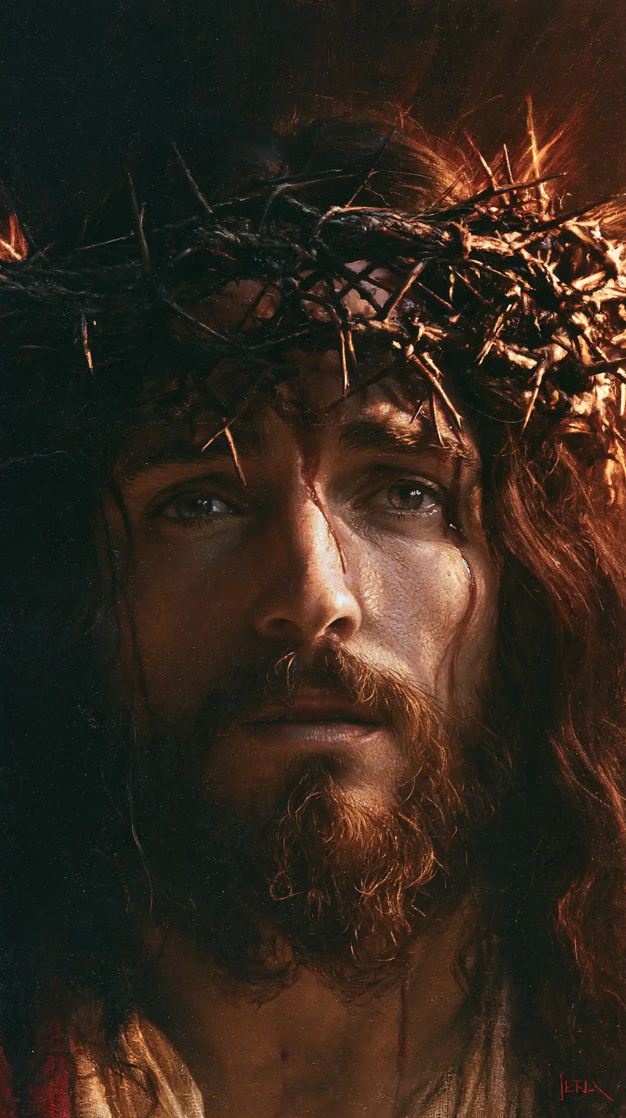 Jesus Crowned with Thorns — Russet Gleam around the Unhaloed Head