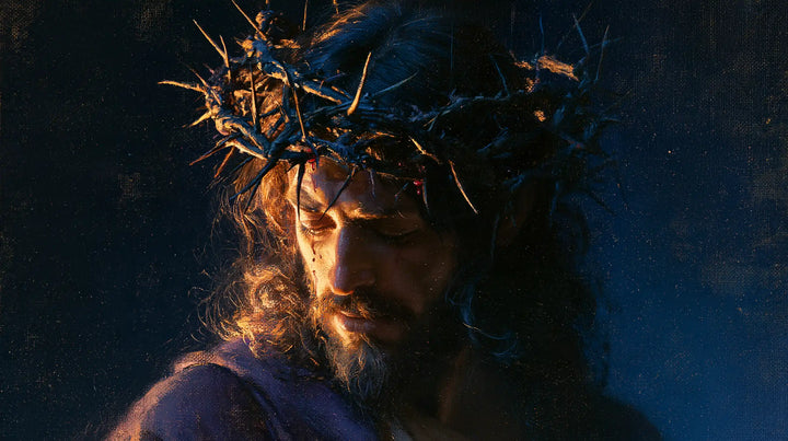 Jesus Crowned with Thorns — The Bowed Brow in Deep Blue