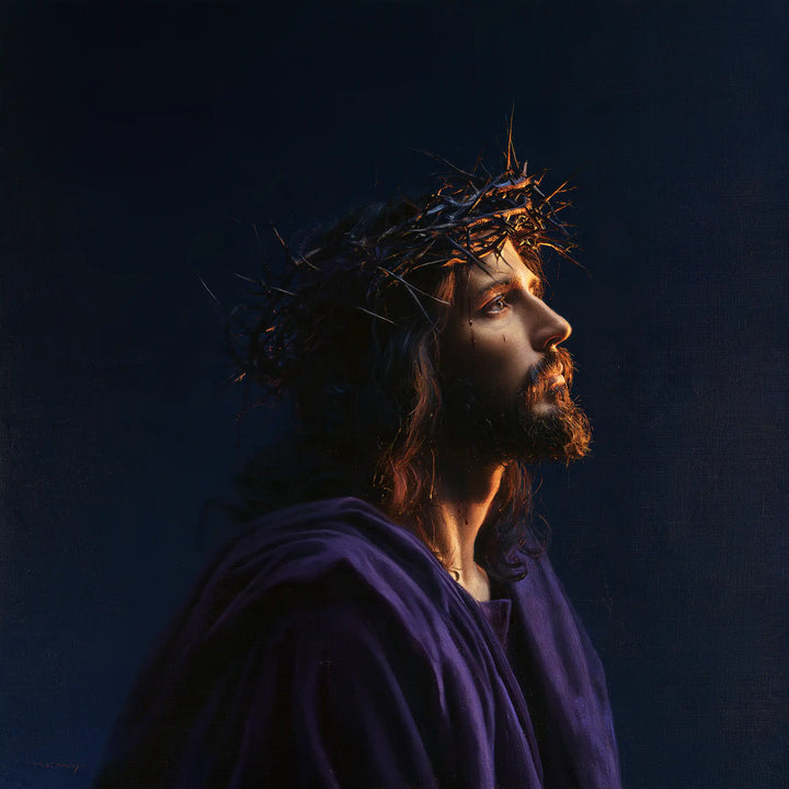 Jesus Crowned with Thorns — The Profile’s Solitude in Blue-Black