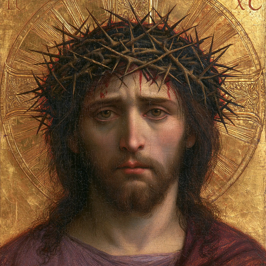Jesus Crowned with Thorns — The Gaze beneath the Engraved Rosette