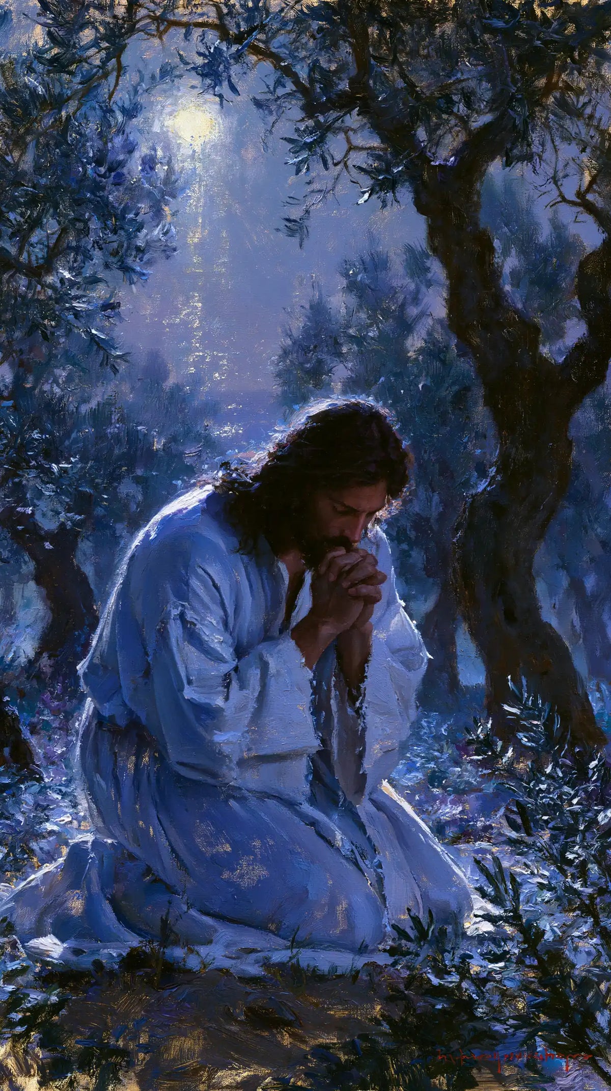 Jesus in Gethsemane — Orison in the Lavender Beam
