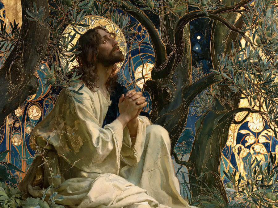 Jesus in Gethsemane - Sacred Art Nouveau · Landscape n° 6