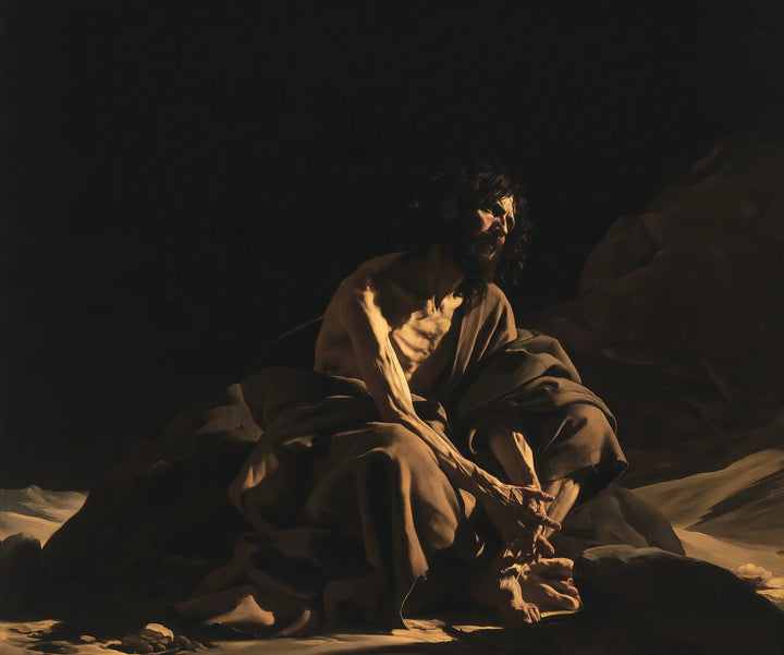 Jesus in the Desert - Caravaggio Tenebrism · Landscape n° 2
