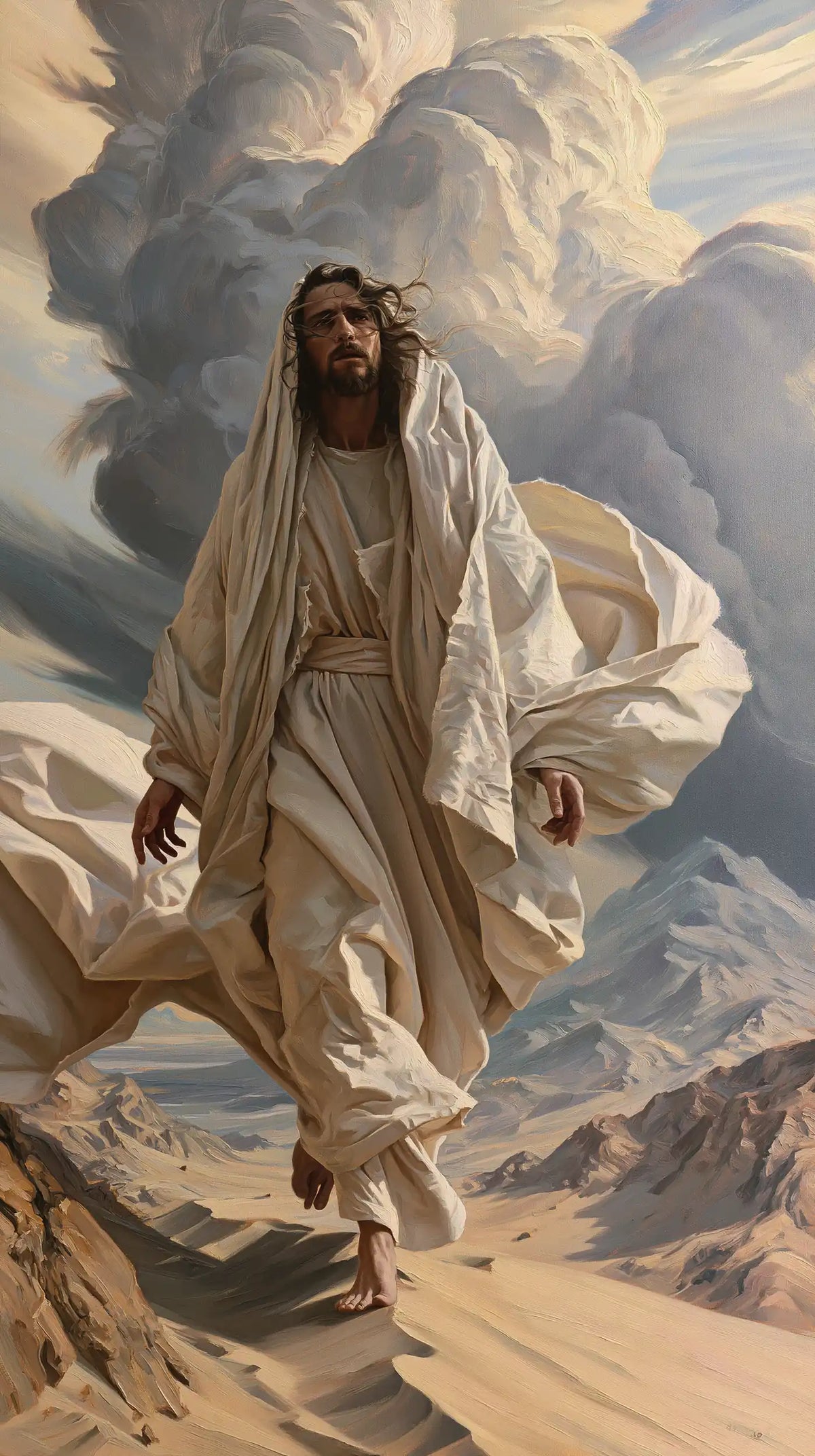 Jesus in the Desert — Beneath the Tower of Clouds