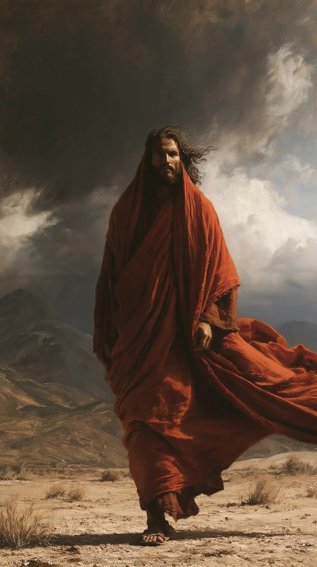 Jesus in the Desert — Scarlet at the Threshold of Silence
