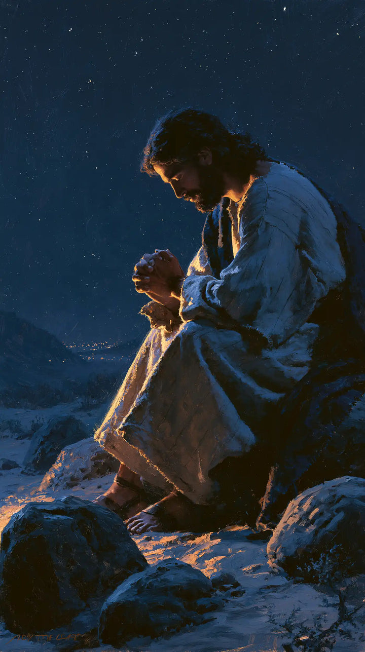 Jesus in the Desert - Midnight Blue Chiaroscuro · Portrait n° 26