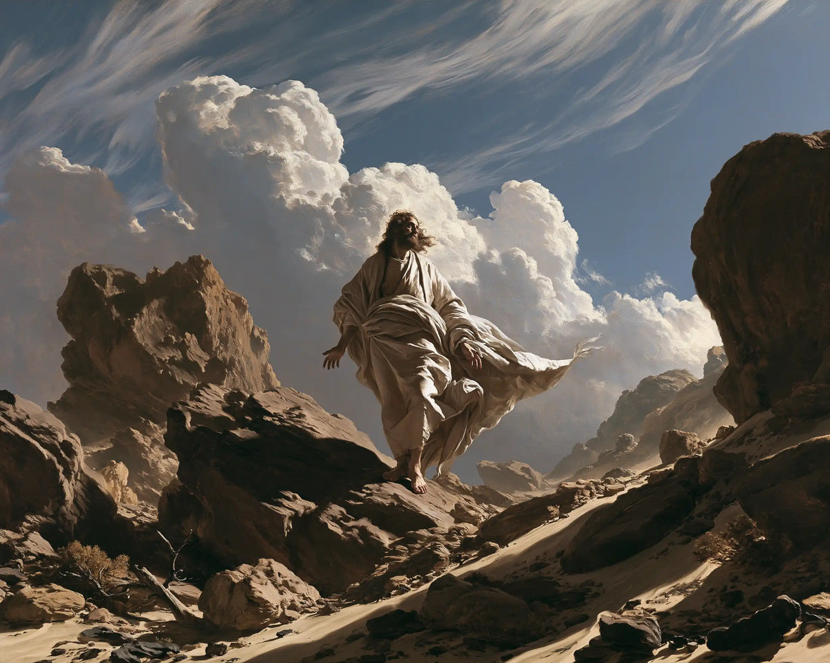 Jesus in the Desert — Pale Linen in the Passage of the Clouds