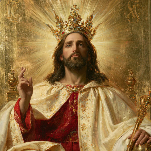 Jesus the King — Ivory Beside Crimson Velvet