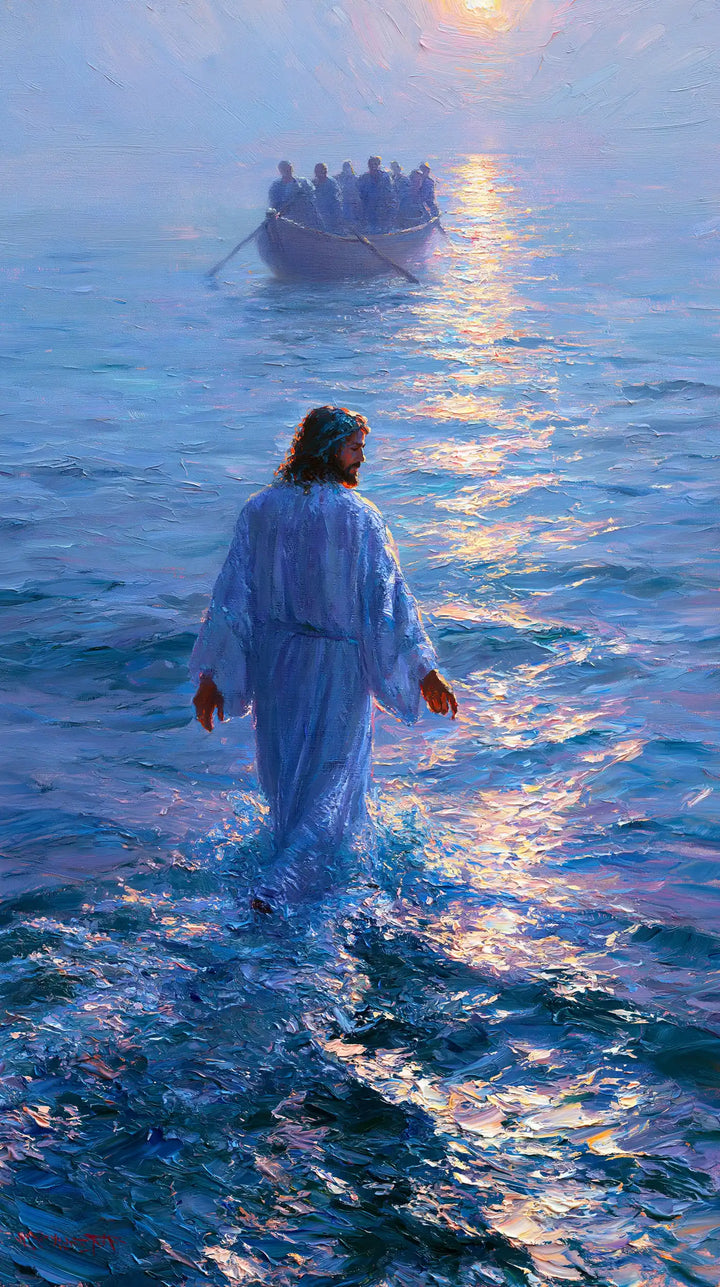 Jesus Walking on Water — The Gentle Distance in Azure