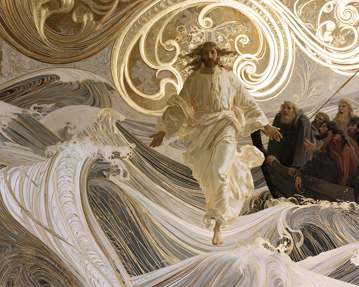 Jesus Walking on Water — Linen in Waves of Lace