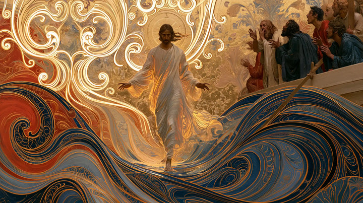 Jesus Walking on Water — The Luminous Robe in the Hollow of Arabesques