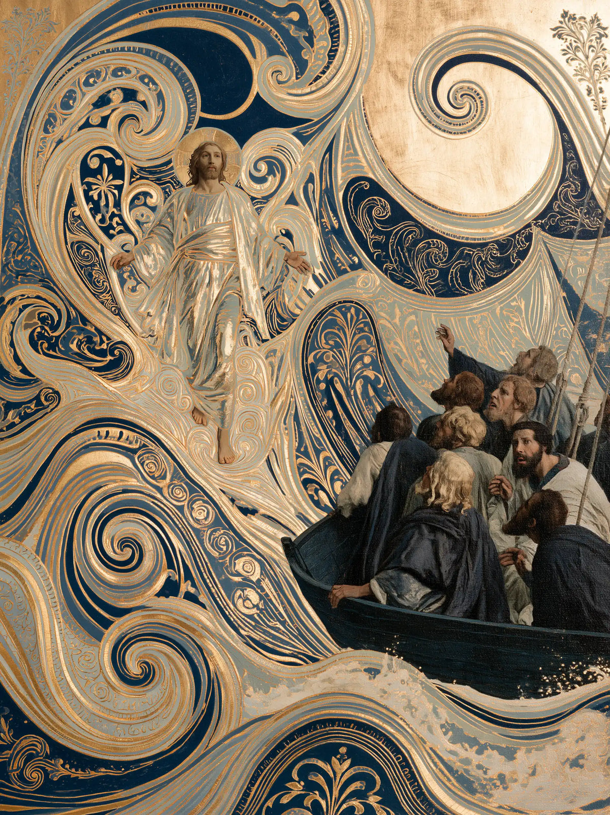Jesus Walking on Water — The Moonlike Spiral and the Attentive Faces