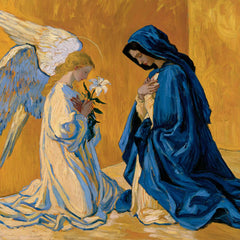 Mary Bowing before Gabriel – Post-Impressionist Annunciation · Square