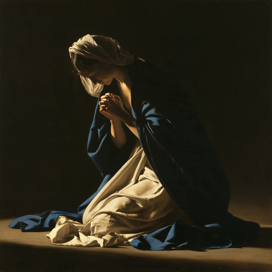 Virgin Mary in Prayer - Caravaggio Tenebrism · Square n° 4