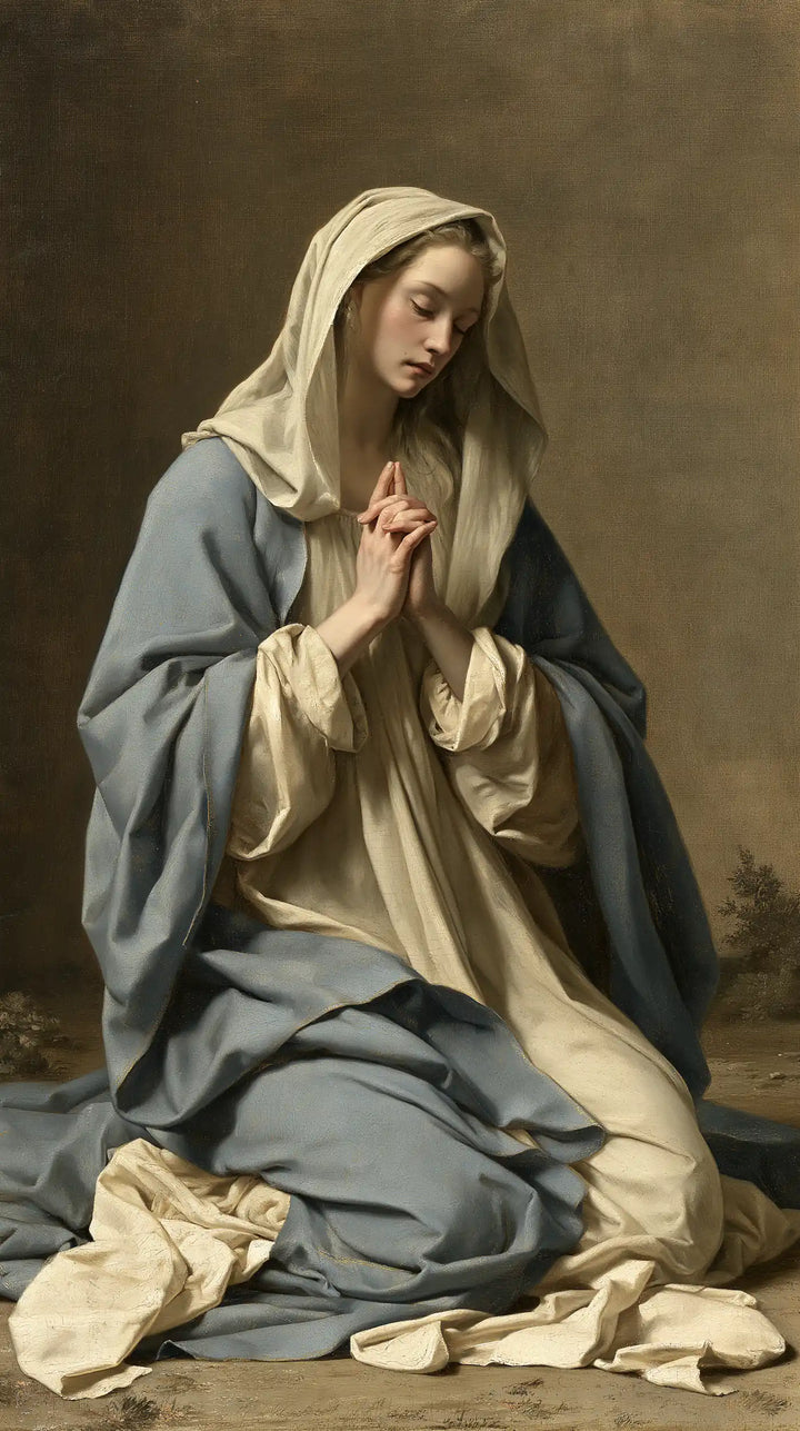 Virgin Mary in Prayer — Prayer in Slate-Coloured Folds