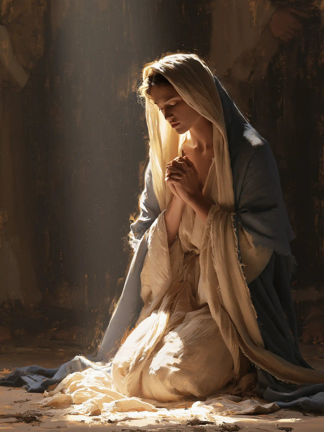 Virgin Mary in Prayer — Prayer in the Fold of White Light