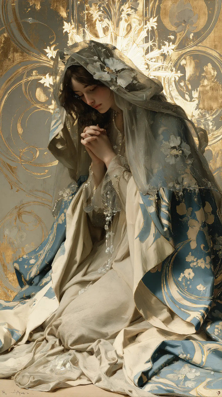 Virgin Mary in Prayer - Sacred Art Nouveau · Portrait n° 6