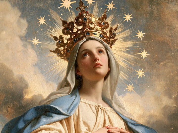 Mary, Queen of Heaven — Eyes Raised in the Royal Spray of Light