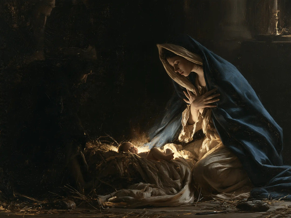The Nativity — Blue Bowed Over the Light