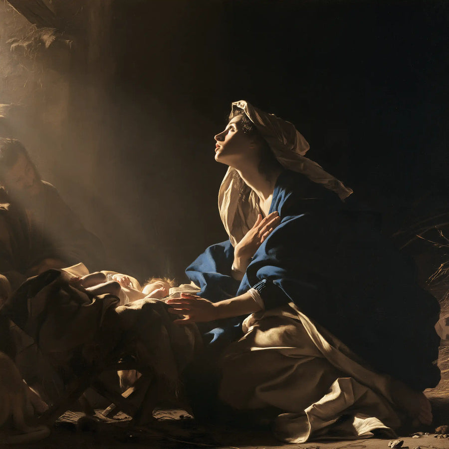 The Nativity - Caravaggio Tenebrism · Square n° 4