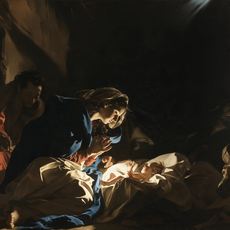 The Nativity - Caravaggio Tenebrism · Square n° 8