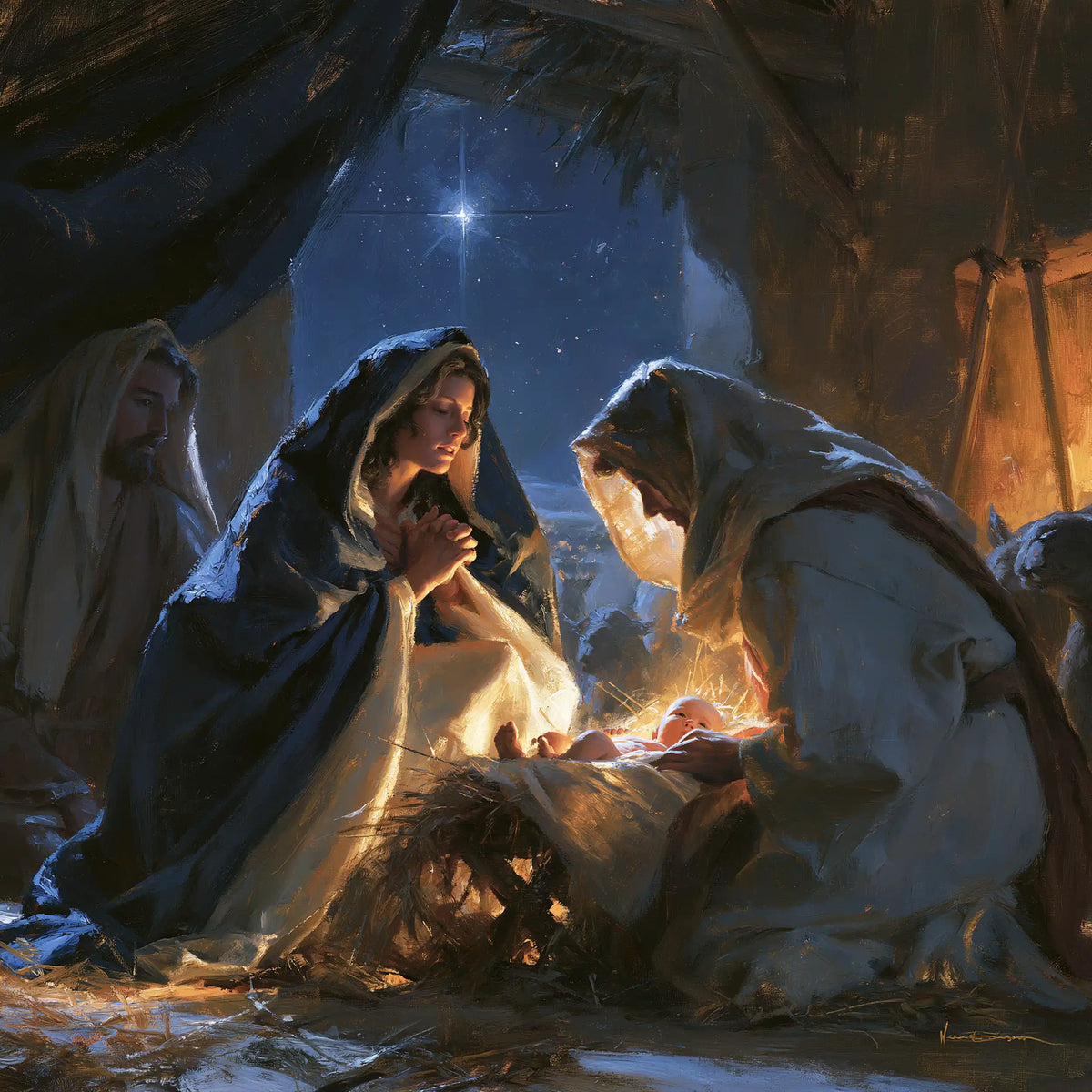 The Nativity — Two Veils Beneath the Manger Star