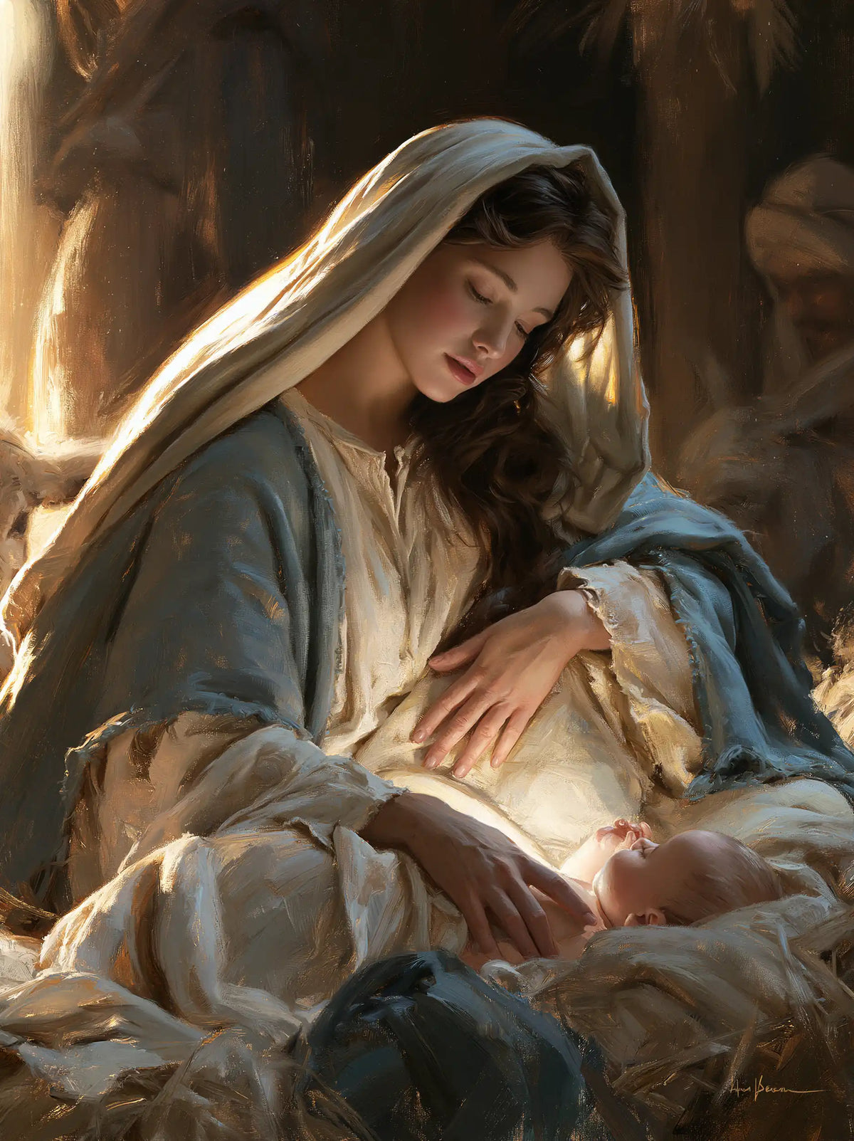 The Nativity — Tenderness Beneath the Dark Lock